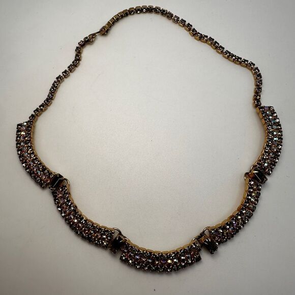16" all gray pave and AB rhinestones and gold tone statement necklace! - Picture 12 of 17